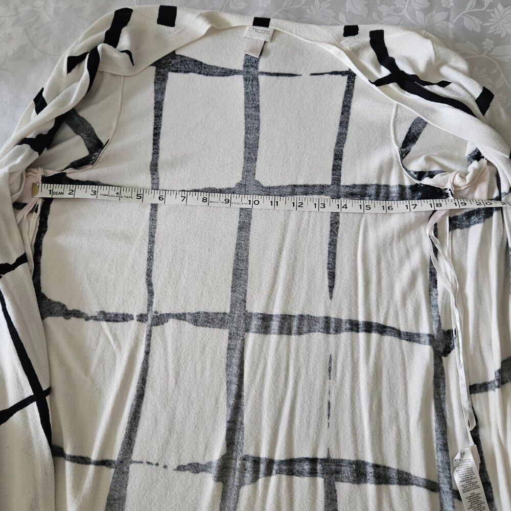 Window pane patterned open cardigan - Picture 4 of 8